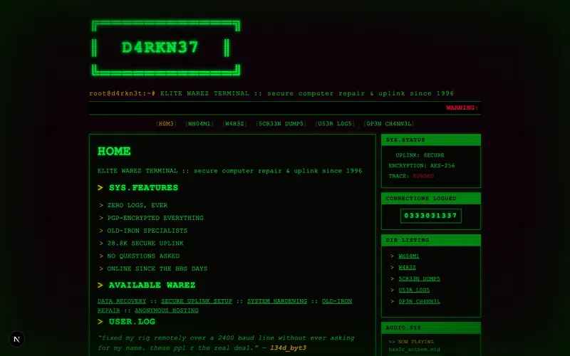d4rkn3t Terminal — live theme preview