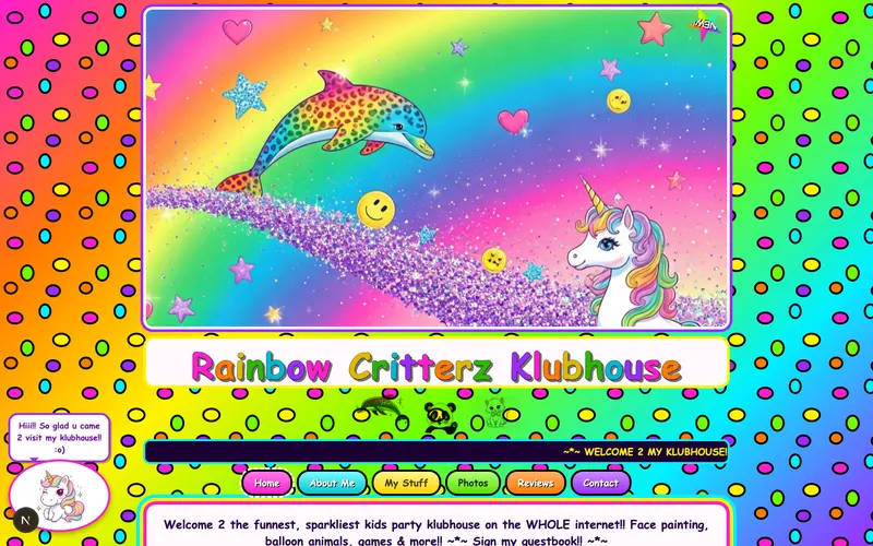 Rainbow Critterz Klubhouse — live theme preview